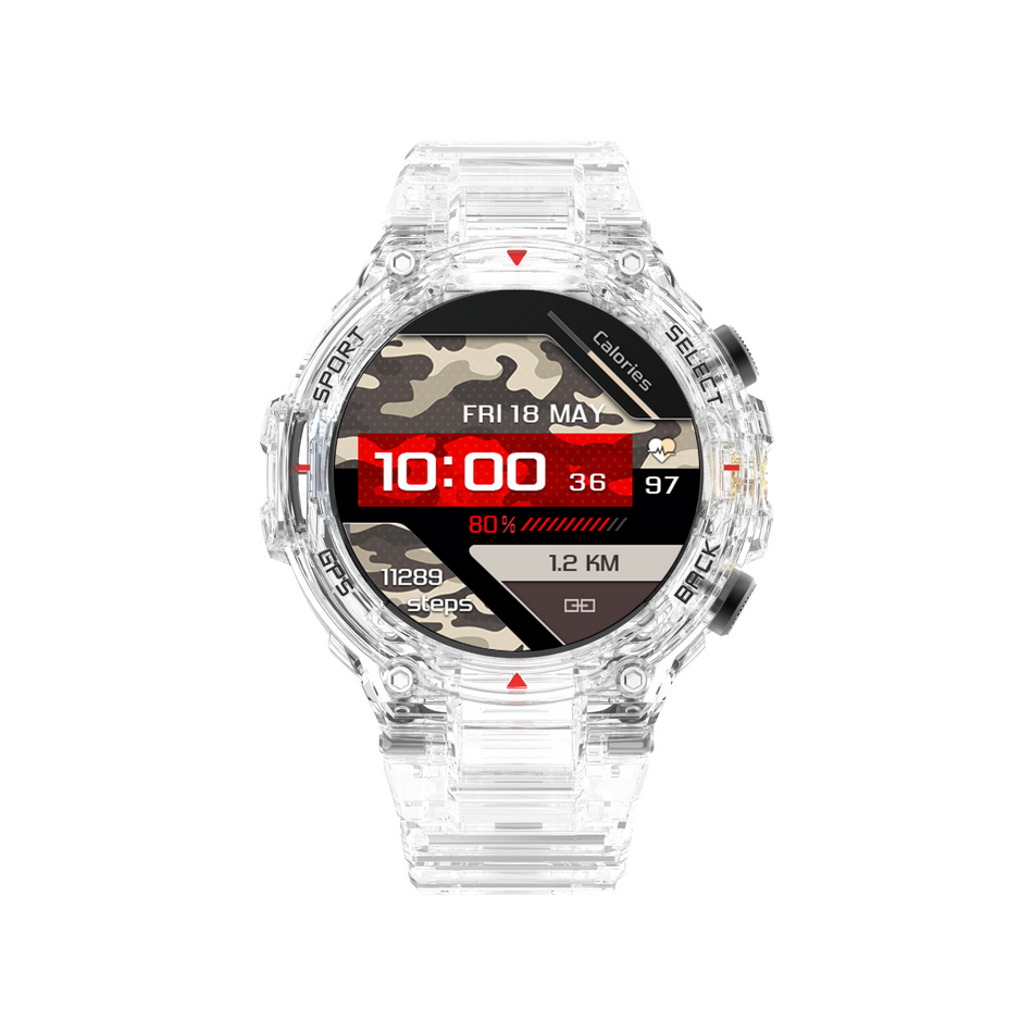 Smartwatch 10-00130 με διάφανη κάσα και διάφανο λουράκι σιλικόνης